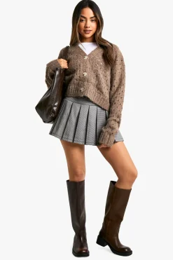 Fluffy Knitted Hole Detail Cardigan