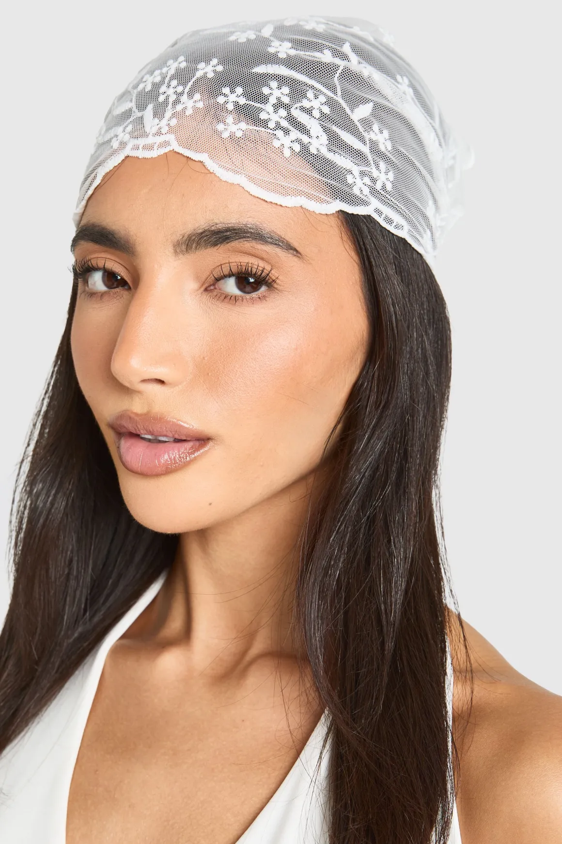 Foulard De Tête Triangle En Dentelle