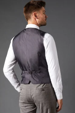 Burton Gilet Ajusté Anthracite à Carreaux Pied-de-Poule<Homme Costumes Et Tenues Formelles