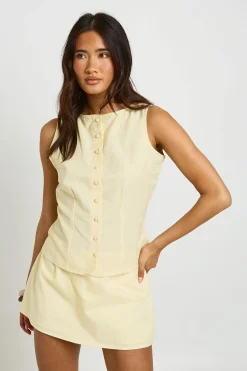 boohoo Gilet Ajusté Aspect Lin<Femme Tailleurs|Tops