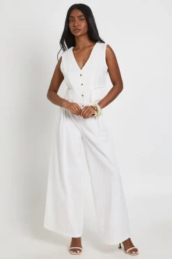 boohoo Gilet Ajusté Aspect Lin<Femme Tailleurs|Tops