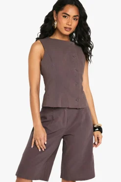 Gilet Ajusté Asymétrique En Lin