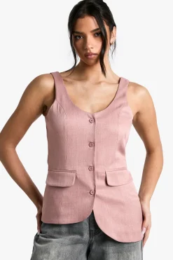Gilet Ajusté Asymétrique En Tissu Tissé