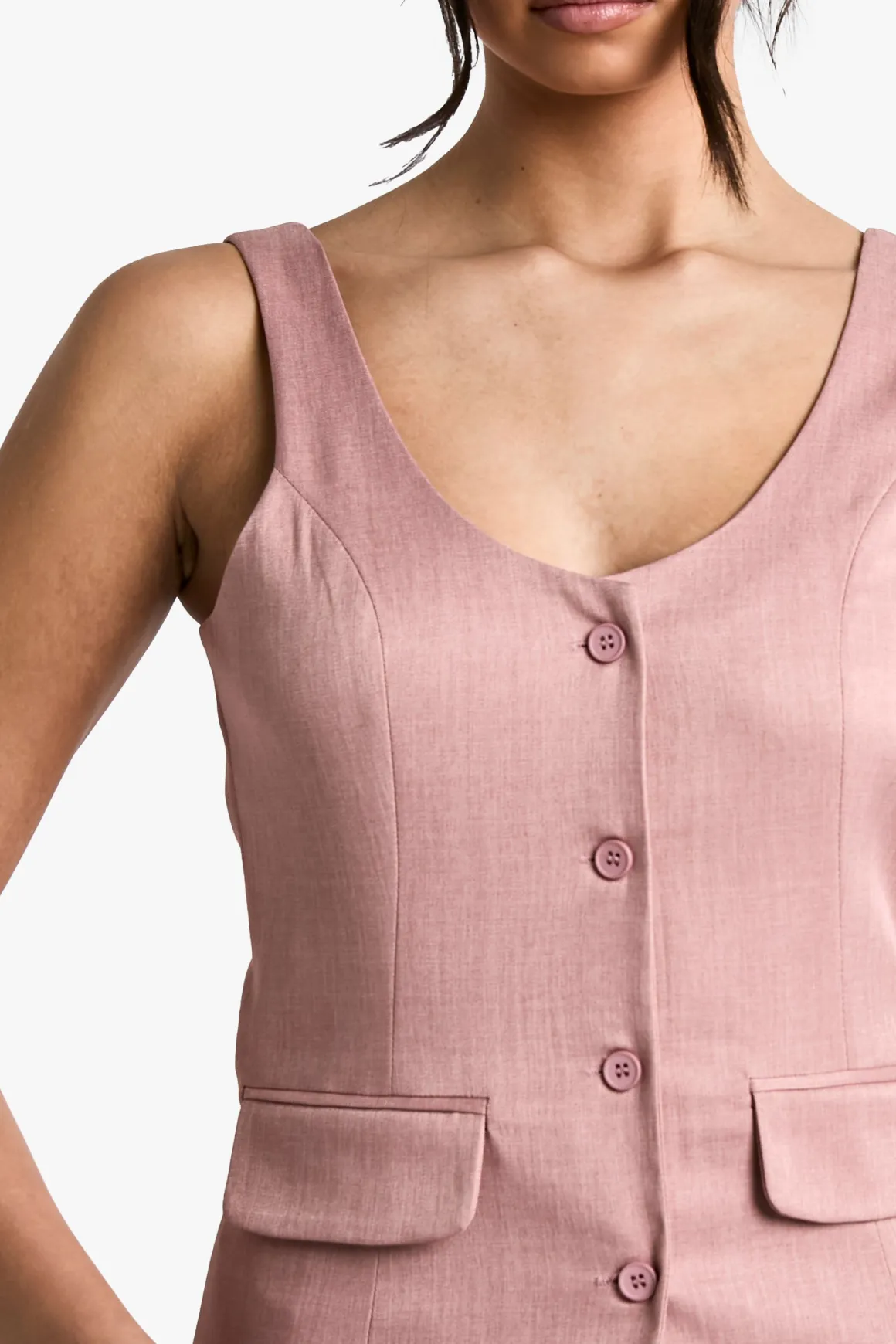 Gilet Ajusté Asymétrique En Tissu Tissé