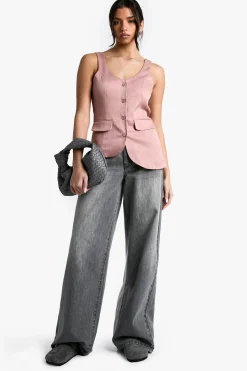 Gilet Ajusté Asymétrique En Tissu Tissé