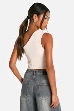 boohoo Gilet Ajusté Asymétrique Une Épaule En Tissu Tissé<Femme Tailleurs|Tops