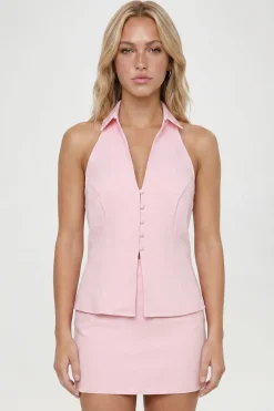Gilet Ajusté À Col Avec Boutonnage Devant
