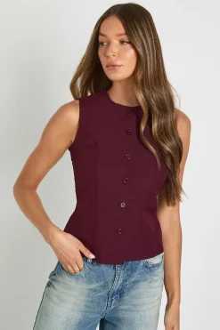 Gilet Ajusté À Col Montant Avec Boutonnage