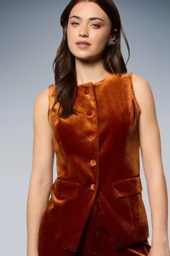 Gilet Ajusté à Col Rond avec Boutonnage