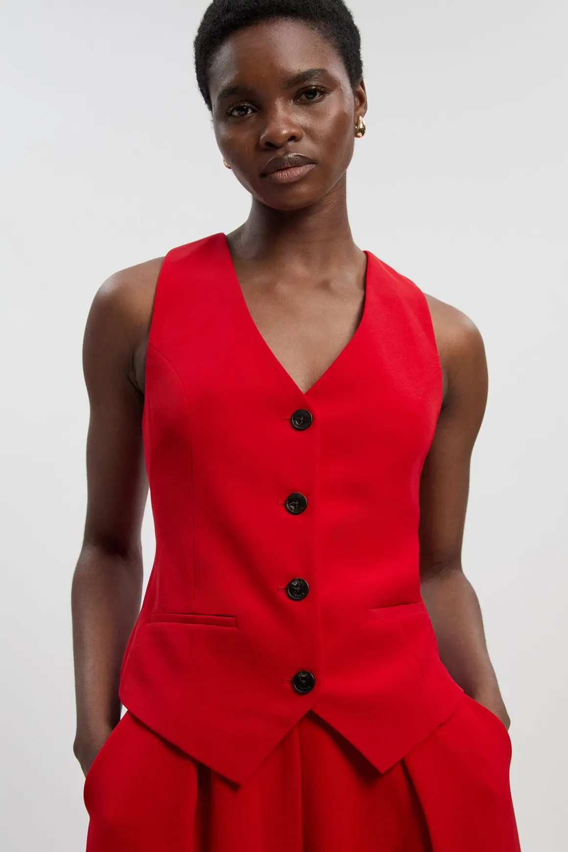 Gilet Ajusté Doux avec Détail Dos Corset