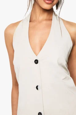 Gilet ajusté à encolure halter et coupe longue