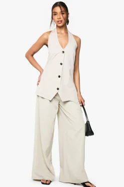 Gilet ajusté à encolure halter et coupe longue