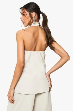 Gilet ajusté à encolure halter et coupe longue