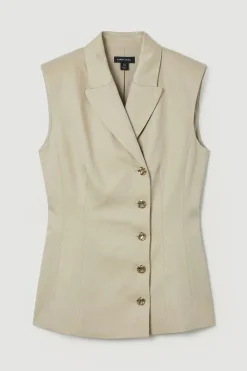 KarenMillen Gilet Ajusté en Lin avec Détail Dos Corset et Boutonnage Devant<Femme Tailleurs|Ensembles