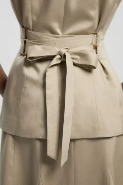 KarenMillen Gilet Ajusté en Lin avec Détail Dos Corset et Boutonnage Devant<Femme Tailleurs|Ensembles