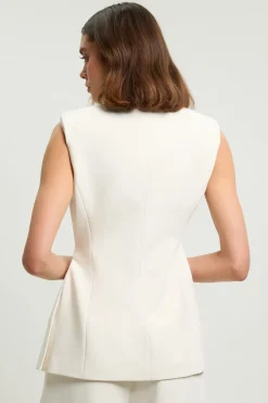 Gilet Ajusté En Tissu Stretch Compact Avec Lien À Nouer À La Taille