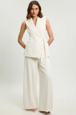 Gilet Ajusté En Tissu Stretch Compact Avec Lien À Nouer À La Taille