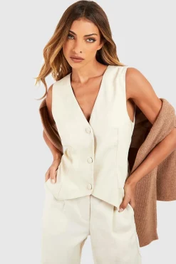 Gilet Ajusté En Tissu Tissé
