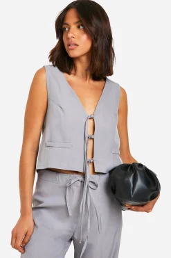 boohoo Gilet ajusté à nouer devant<Femme Tailleurs|Tops