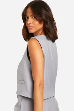 boohoo Gilet ajusté à nouer devant<Femme Tailleurs|Tops