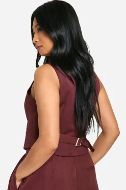 boohoo Gilet Ajusté Petite Avec Boutons Imitation Corne<Femme Tailleurs|Looks Chocolat