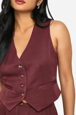 boohoo Gilet Ajusté Petite Avec Boutons Imitation Corne<Femme Tailleurs|Looks Chocolat