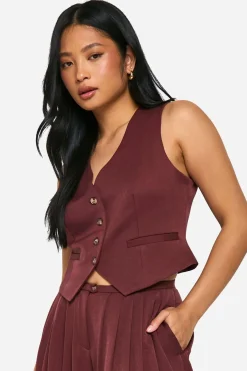 boohoo Gilet Ajusté Petite Avec Boutons Imitation Corne<Femme Tailleurs|Looks Chocolat