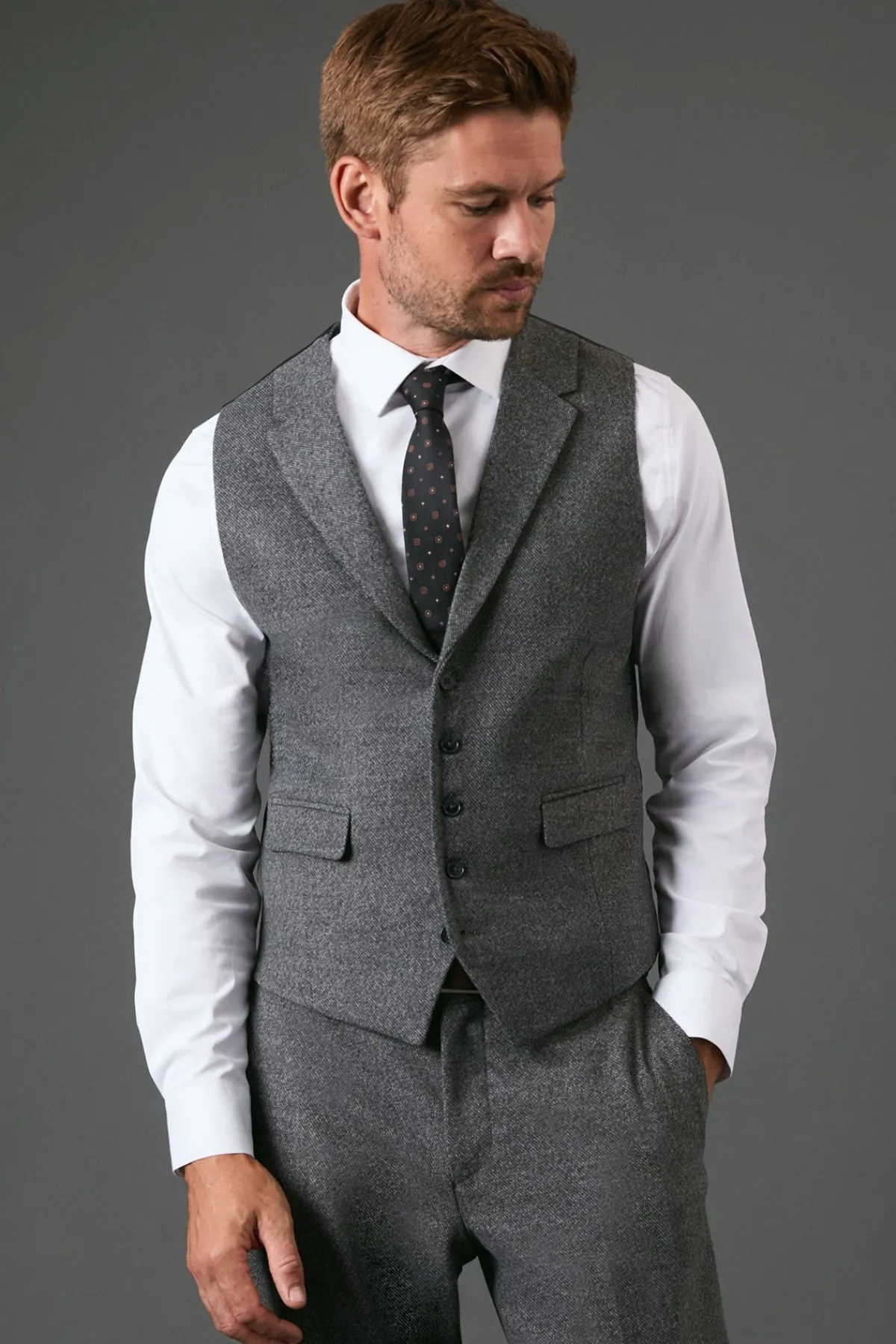 Burton Gilet Aspect Tweed Anthracite<Homme Costumes Et Tenues Formelles