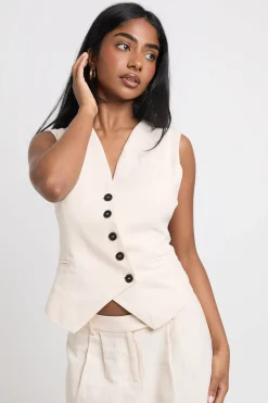 Gilet Asymétrique Effet Lin