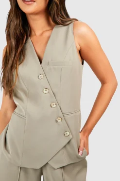 boohoo Gilet asymétrique en imitation corne<Femme Tailleurs|Vestes & Manteaux