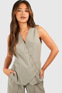 boohoo Gilet asymétrique en imitation corne<Femme Tailleurs|Vestes & Manteaux
