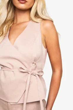 boohoo Gilet asymétrique à nouer à la taille<Femme Tailleurs|Tops