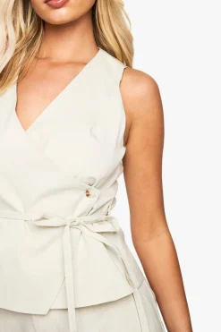 Gilet asymétrique noué à la taille