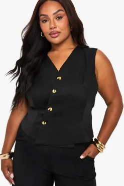 boohoo Gilet asymétrique sur mesure à boutons dorés<Femme Tailleurs|Tops