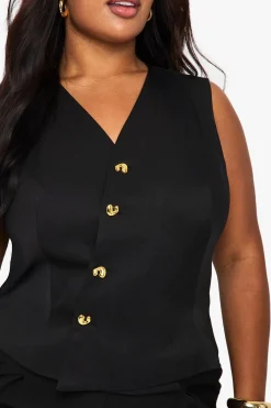 boohoo Gilet asymétrique sur mesure à boutons dorés<Femme Tailleurs|Tops
