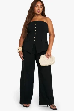 boohoo Gilet bandeau longline super stretch pour grandes tailles & pantalon à jambes larges<Femme Ensembles