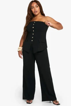 boohoo Gilet bandeau longline super stretch pour grandes tailles & pantalon à jambes larges<Femme Ensembles