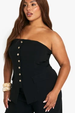 boohoo Gilet bandeau longline super stretch pour grandes tailles & pantalon à jambes larges<Femme Ensembles