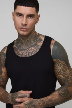 boohooMAN Gilet basique côtelé long<Homme Indispensables Tall|Tout Afficher