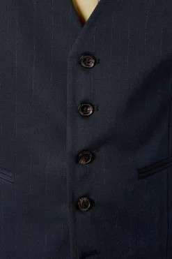 Gilet Bleu Marine à Fines Rayures