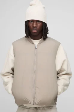 Gilet bomber à encolure bomber, rembourré uni, coupe régulière
