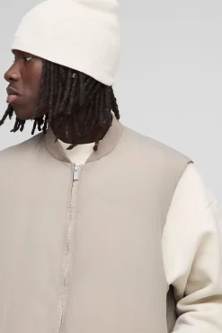 Gilet bomber à encolure bomber, rembourré uni, coupe régulière