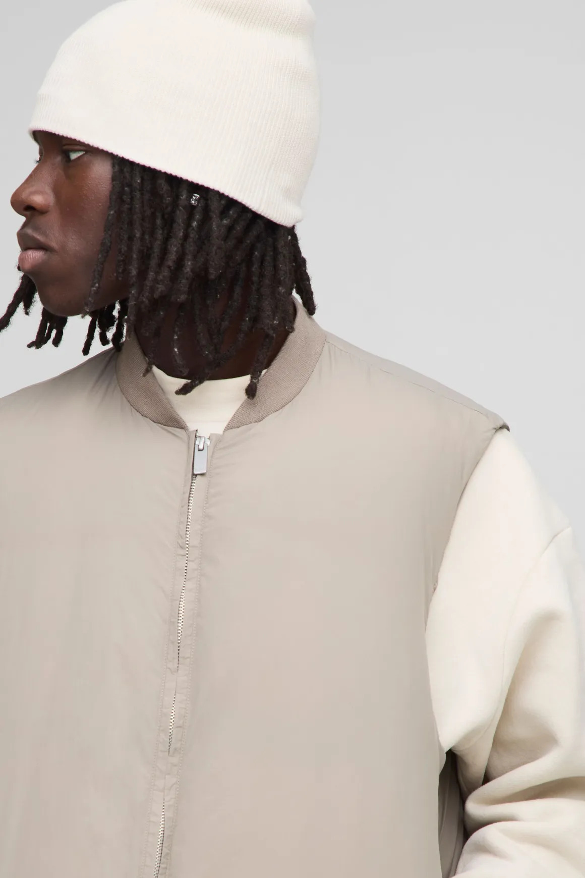 Gilet bomber à encolure bomber, rembourré uni, coupe régulière