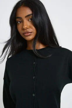 Gilet Boutonné À Col Rond Avec Finition Bord Roulotté