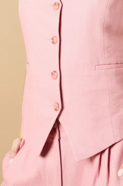 Gilet Boutonné en Lin