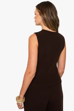 Gilet boutonné en micro-côtes brossées, col en V