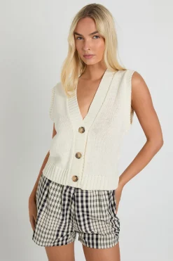 Gilet boutonné léger en maille à col en V