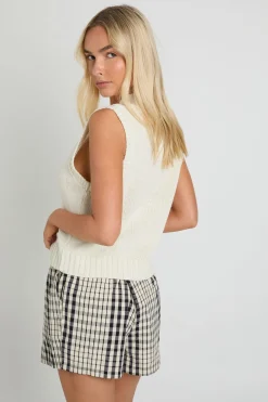 Gilet boutonné léger en maille à col en V