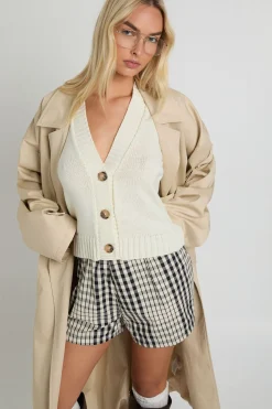 Gilet boutonné léger en maille à col en V
