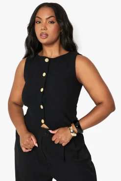 boohoo Gilet Boutonné Texturé Plus<Femme Tailleurs|Tops